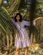 Premium Embroidered Kaftan Dress in LENZING&trade; ECOVERO&trade;, Purple (LILAC), large