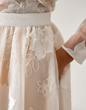Rhea Floral Embroidered Mesh Wedding Skirt, Ivory (IVORY), large