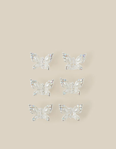 6-Pack Bridesmaid Butterfly Claw Clips, Silver (SILVER), large