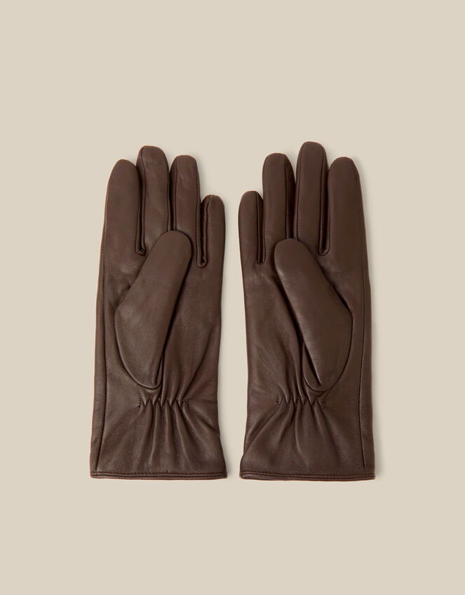 Lara Leather Gloves, Brown (CHOCOLATE), large