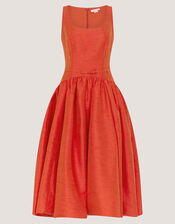 Mila Fit and Flare Midi Dress, Orange (ORANGE), large