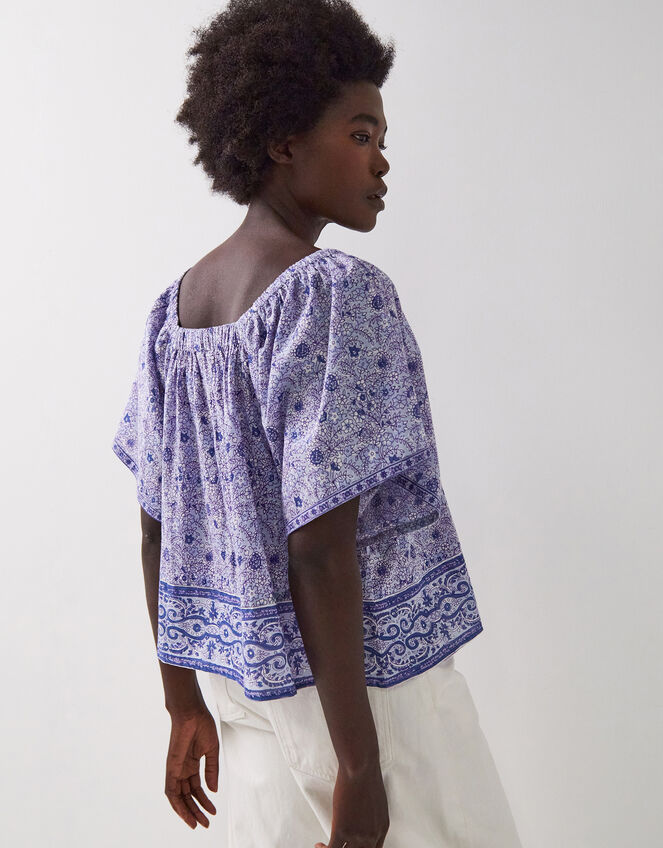 East Tiera Square Neck Floral Top, Blue (BLUE), large