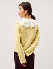Cary Lace Collar Cardigan, Yellow (YELLOW), large