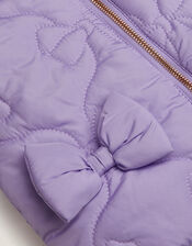 Baby Bow Quilted Puffer Jacket, Purple (LILAC), large
