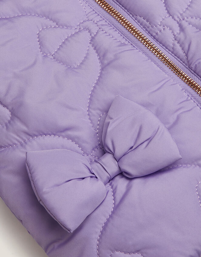 Baby Bow Quilted Puffer Jacket, Purple (LILAC), large