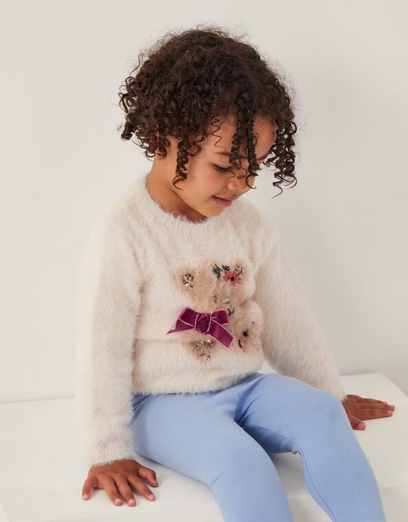 Baby Bear Fuzzy Knit Sweater, Ivory (IVORY), large