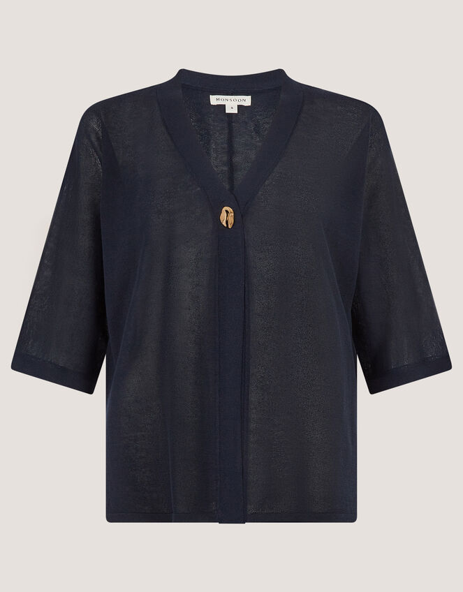 Beth Short Sleeve Cardigan, Blue (NAVY), large