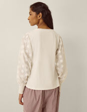 Ferne V-Neck Polka Dot Top, Ivory (IVORY), large