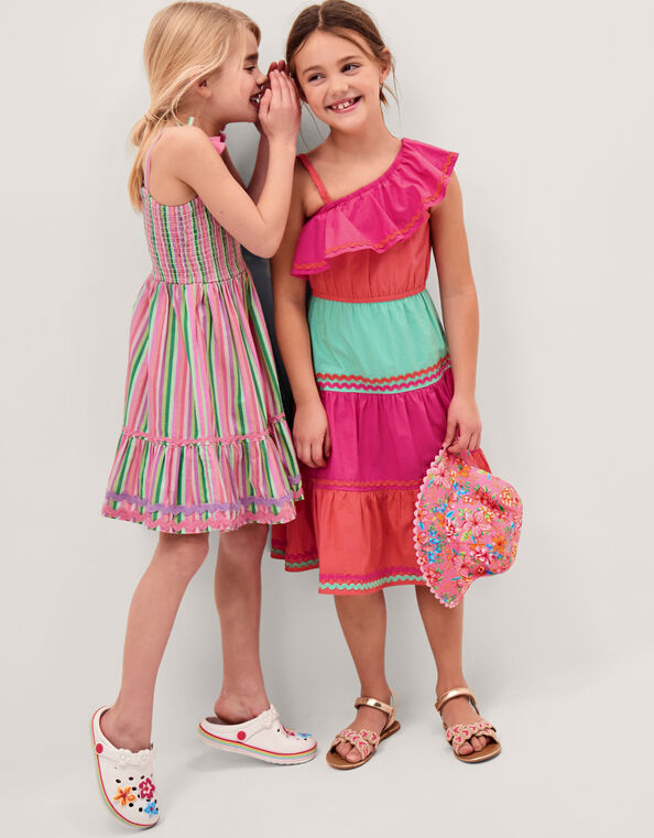 One-Shoulder Colorblock Dress, Multi (MULTI), large