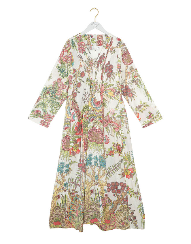 One Hundred Stars Boho Garden Print Midi Dress, Natural (ECRU), large