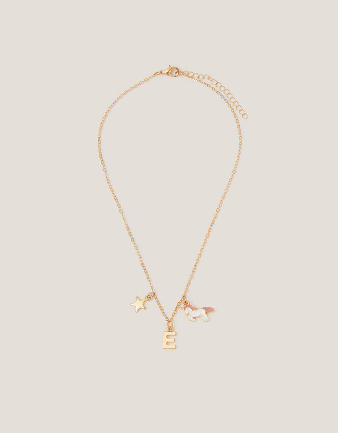 Initial Unicorn Charm Necklace, Pink (PINK), large