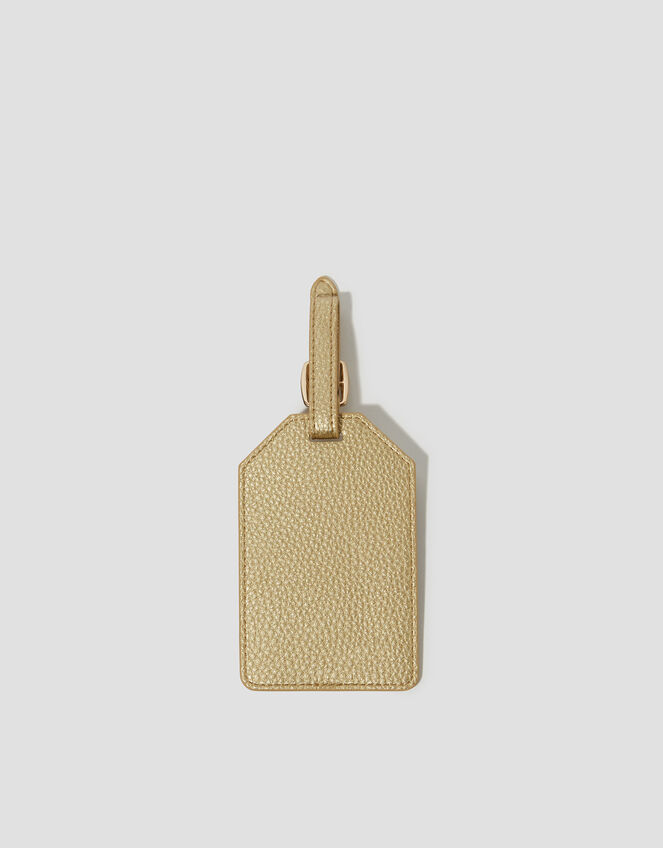 Faux Leather Luggage Tag, Gold (GOLD), large