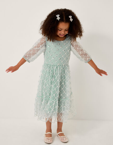 Gracie Embellished Long Sleeve Dress , Green (GREEN), large