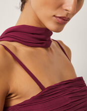 The India Edit Colette Ruched Bandeau Top & Scarf, Red (BURGUNDY), large