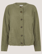 Colette Linen Blend Jacket, Green (KHAKI), large
