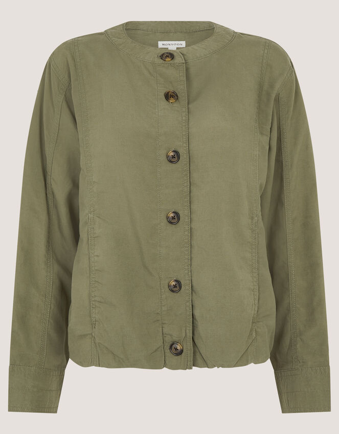 Colette Linen Blend Jacket, Green (KHAKI), large