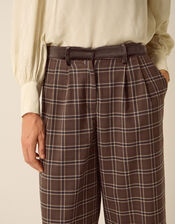 Gracie Check Print Wide Leg Trousers, Brown (BROWN), large