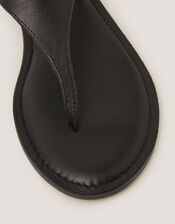 Immy Toe Post Leather Sandals, Black (BLACK), large