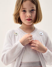 Sparkle Cable Knit Cardigan, Ivory (IVORY), large