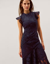 Gina Floral Lace Midi Dress, Blue (NAVY), large