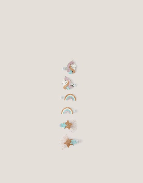 6-Pack Unicorn Hair Clips, , large
