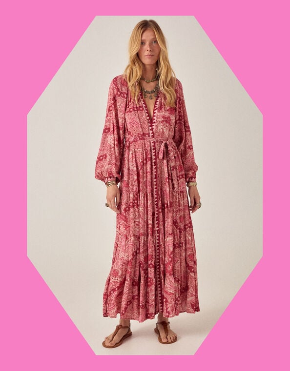 Maison Hotel Tina Paisley Maxi Dress, Red (RED), large