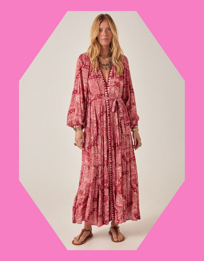 Maison Hotel Tina Paisley Maxi Dress, Red (RED), large