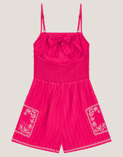 Floral Embroidered Playsuit, Pink (PINK), large