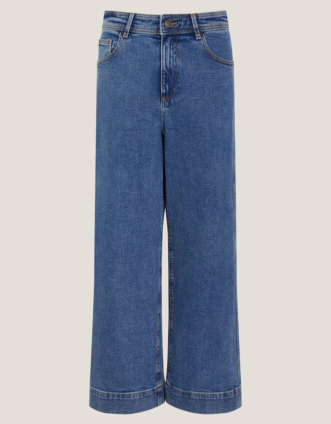 Hallie Regular Crop Wide Leg Jeans, Blue (MID AUTHENTIC BLUE), large