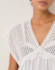 Lola Broderie Mini Swing Dress, White (WHITE), large