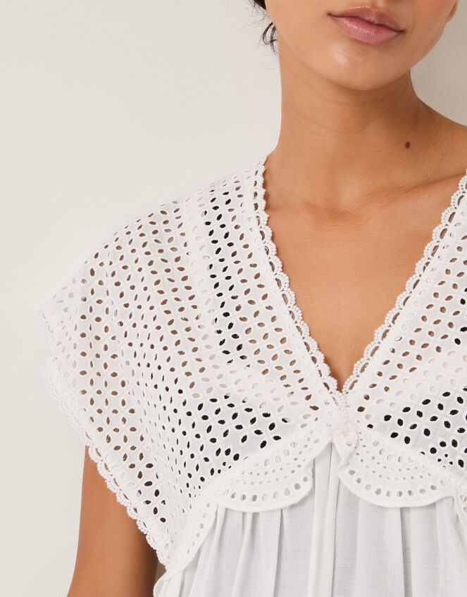 Lola Broderie Mini Swing Dress, White (WHITE), large