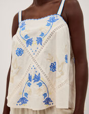 Sophie Sleeveless Embroidered Top, Ivory (IVORY), large