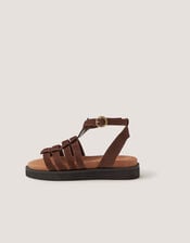 Gigi Suede Gladiator Sandals, Brown (CHOCOLATE), large