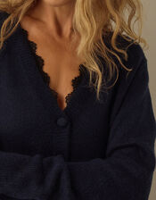 Lula Lace Trim Cardigan, Blue (NAVY), large