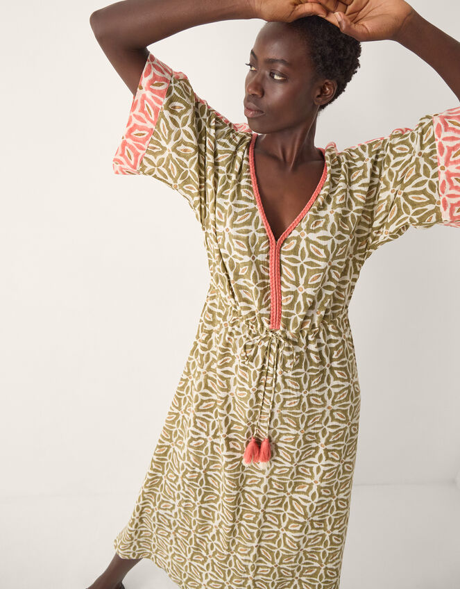 Elma Print Midi Beach Dress, Green (KHAKI), large