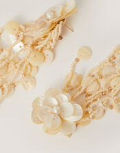 Floral Mother of Pearl Drop Earrings, , large