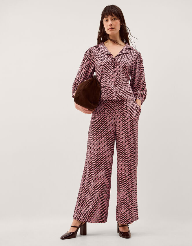 Netta Floral Print Wide Leg Pants, Pink (PINK), large