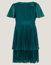 Alicia Pleated Tiered Party Dress, Teal (TEAL), large