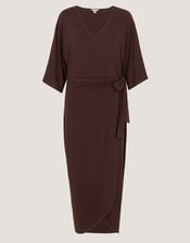 Callie Thorpe x Monsoon Jersey Midi Wrap Dress, Brown (BROWN), large