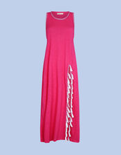 Pitusa Tassel Side Slit Maxi Beach Dress, Pink (PINK), large