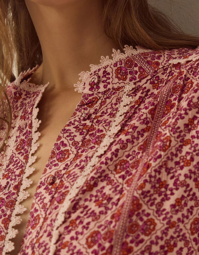 Katrina Long Sleeve Floral Print Top, Pink (PINK), large