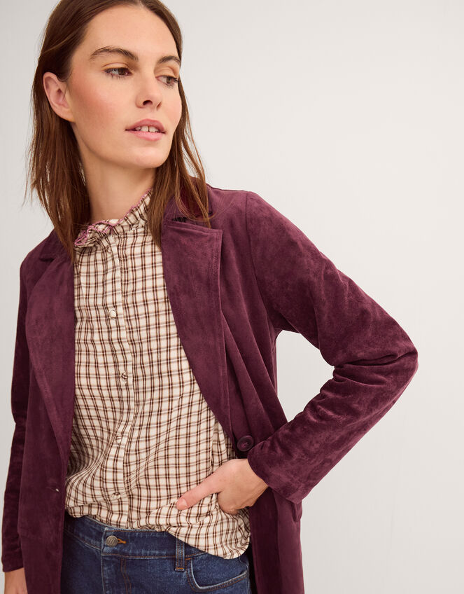 Tove Faux Suede Coat, Red (BERRY), large