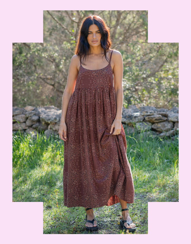 Lyrical Sisters Vidhi Print Maxi Dress, Brown (BROWN), large
