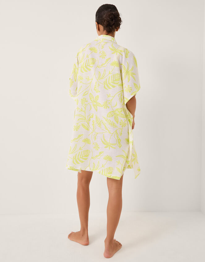 Adele Tropical Print Mini Shirt Dress, Green (LIME), large
