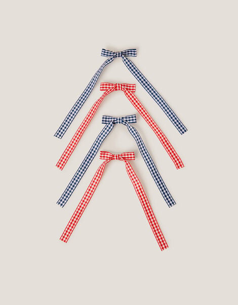 4-Pack Mini Gingham Bow Hair Clips, , large
