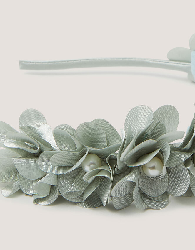 Corsage Floral Pearl Headband, Green (SAGE), large