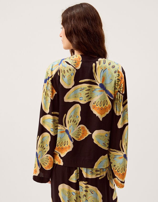 Clemence Aurelie Butterfly Kimono Jacket, Black (BLACK), large
