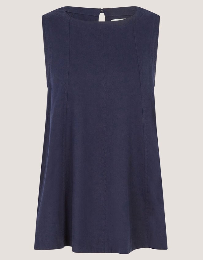 Sammy Swing Linen Blend Tank Top, Blue (NAVY), large