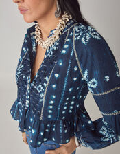 Maison Hotel Sora Print Blouse, Blue (NAVY), large