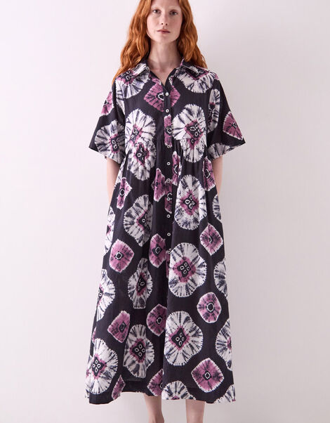 East Lucia Tie-Dye Shirt Dress, Blue (NAVY), large